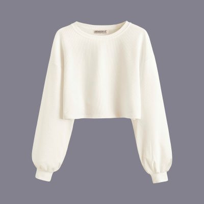 کراپ‌ تی‌شرت آستین بلند زنانه آرمادیا مدل کبریتی فلورانس کد IV04