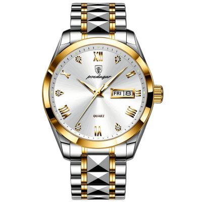 ساعت مچی عقربه‌ای کوارتز مردانه پوداگار مدل کلاسیک تک موتوره دی دیت بند استیل الماسی کد ۴