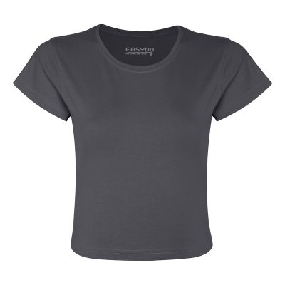 کراپ‌ تی‌شرت آستین کوتاه زنانه ایزی دو مدل 3843059879 رنگ طوسی تیره