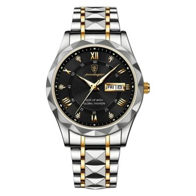 ساعت مچی عقربه‌ای کوارتز مردانه پوداگار مدل الماسی قفل پروانه‌ای ضد آب کد 005