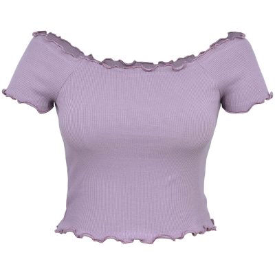 کراپ تی‌شرت آستین تا روی شانه زنانه دل آویز مدل H394