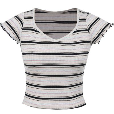 کراپ‌ تی‌شرت آستین کوتاه زنانه دل آویز مدل H369