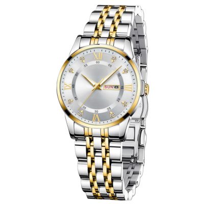 ساعت مچی عقربه‌ای کوارتز زنانه مدل کلاسیک لوکس دی دیت بند استیل طرح بافت کد ۱.۲