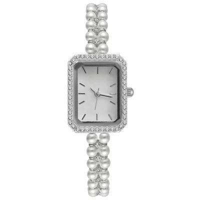 ساعت مچی عقربه‌ای کوارتز زنانه مدل لوکس بند مرواریدی دستبندی کد ۲