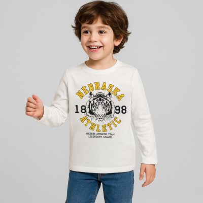 تی شرت آستین بلند پسرانه مدل 1kkb16446ok-000 رنگ سفید