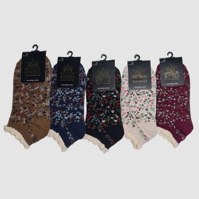 جوراب ساق کوتاه زنانه مدل گل گلی بسته 5 عددی