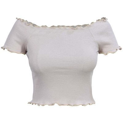 کراپ تی‌شرت آستین تا روی شانه زنانه دل آویز مدل H398