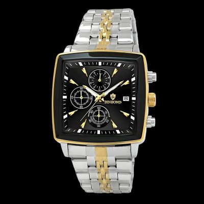 ساعت مچی عقربه‌ای کوارتز مردانه بین باند مدل مربعی سه موتور فعال کورنوگراف tm2