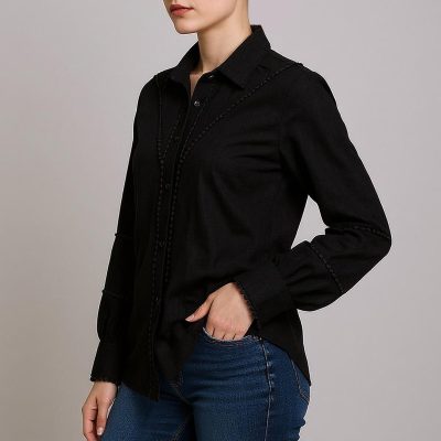 شومیز آستین بلند زنانه السانا مدل راشیدا کد 216401 رنگ مشکی