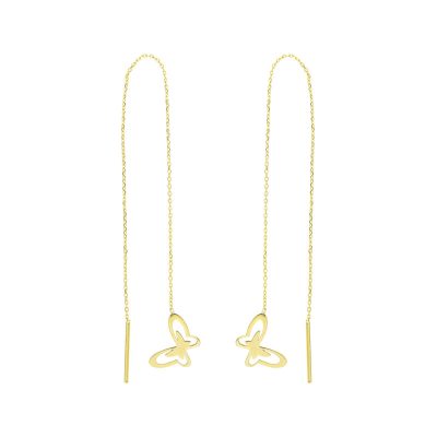 گوشواره طلا 18 عیار زنانه مدل گوشواره بخیه ای طرح پروانه GE008