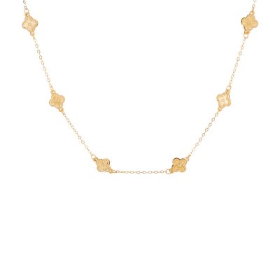 گردنبند طلا 18 عیار زنانه با زنجیر طرح ونکلیف کیا گالری مدل گل کد NMR489