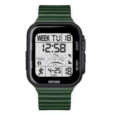 ساعت مچی دیجیتال مدل اسپرت تک زمانه کرنوگراف بند پیو ضد آب استخری کد B3